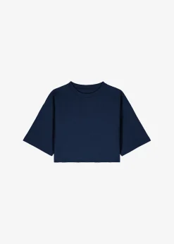The Frankie Shop Karina Cropped T-Shirt Navy Clearance