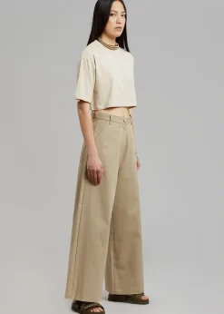 The Frankie Shop Karina Cropped T-Shirt Sand