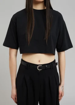 The Frankie Shop Karina Cropped T-Shirt Black