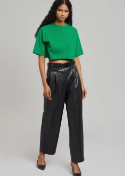 The Frankie Shop Karina Cropped T-Shirt Green Online
