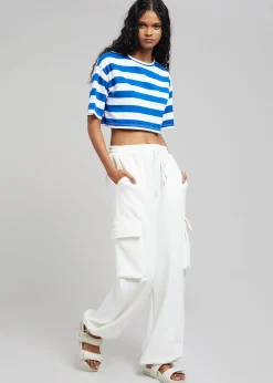 The Frankie Shop Karina Cropped T-Shirt Cobalt/White New