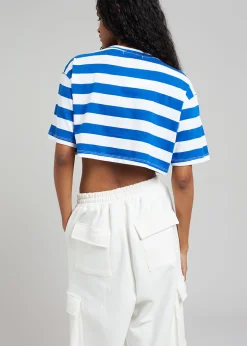 The Frankie Shop Karina Cropped T-Shirt Cobalt/White New