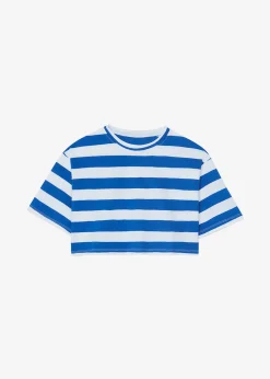 The Frankie Shop Karina Cropped T-Shirt Cobalt/White New
