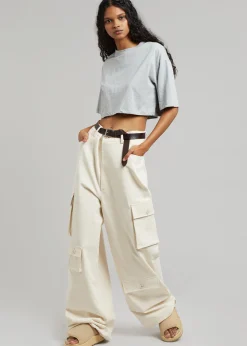 The Frankie Shop Karina Cropped T-Shirt Heather Grey New