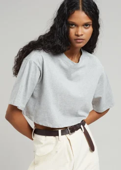 The Frankie Shop Karina Cropped T-Shirt Heather Grey New