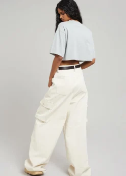 The Frankie Shop Karina Cropped T-Shirt Heather Grey New