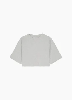 The Frankie Shop Karina Cropped T-Shirt Heather Grey New