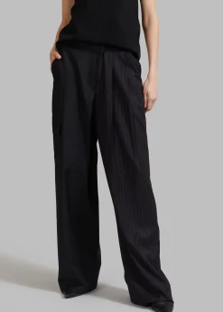 The Frankie Shop Karsyn Contrast Pinstripe Pants Black Sale