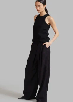 The Frankie Shop Karsyn Contrast Pinstripe Pants Black Sale