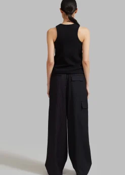 The Frankie Shop Karsyn Contrast Pinstripe Pants Black Sale