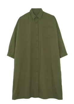 The Frankie Shop Kason Oversized Shirt Dress Dark Olive Discount