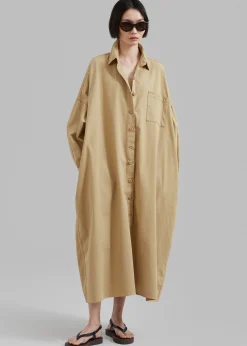 The Frankie Shop Kason Oversized Shirt Dress Sahara