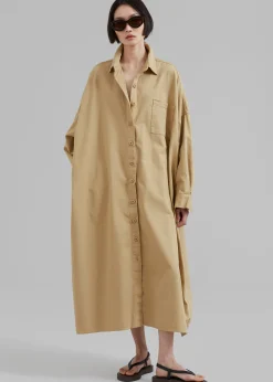 The Frankie Shop Kason Oversized Shirt Dress Sahara