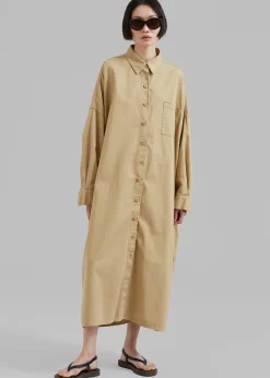 The Frankie Shop Kason Oversized Shirt Dress Sahara