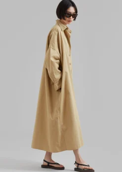 The Frankie Shop Kason Oversized Shirt Dress Sahara