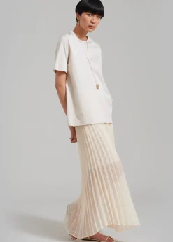 The Frankie Shop Kaya Pleated Maxi Skirt Beige Best