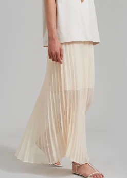 The Frankie Shop Kaya Pleated Maxi Skirt Beige Best