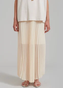 The Frankie Shop Kaya Pleated Maxi Skirt Beige Best