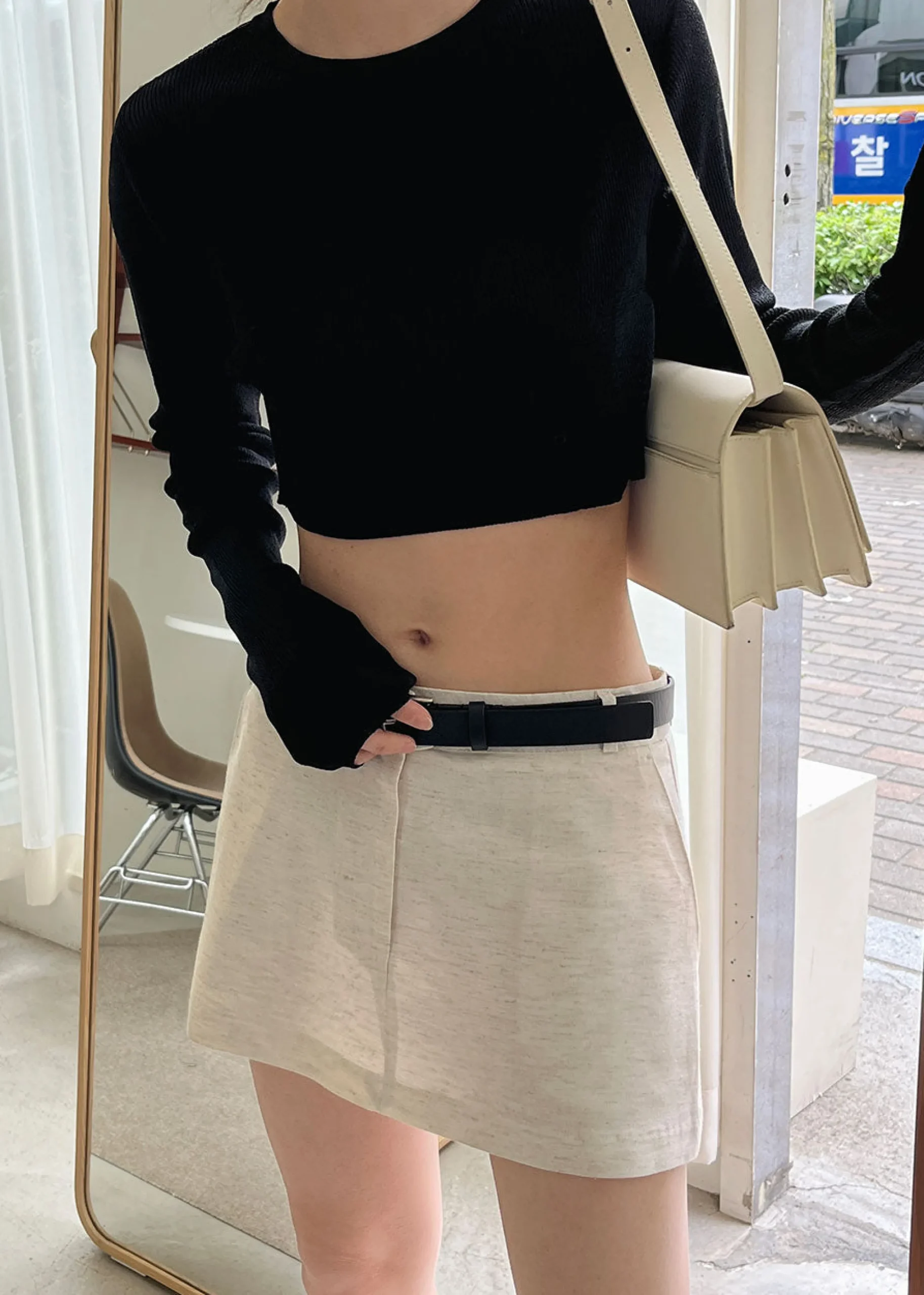 The Frankie Shop Kaz Cropped Knit Top Black Hot