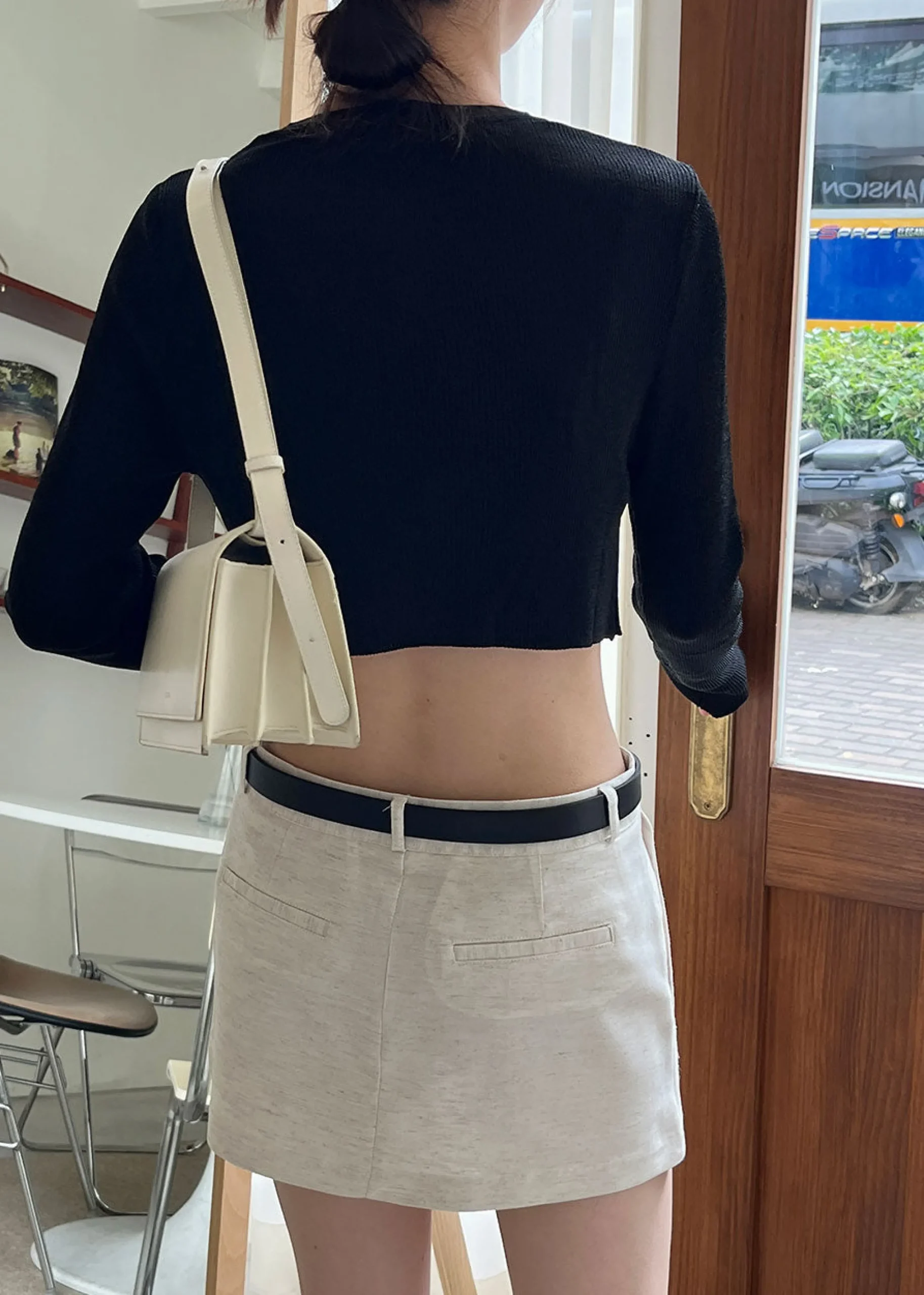 The Frankie Shop Kaz Cropped Knit Top Black Hot