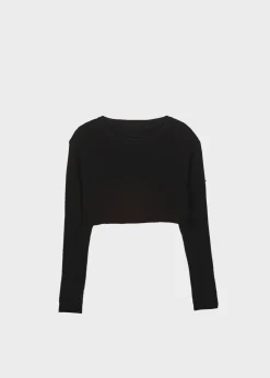 The Frankie Shop Kaz Cropped Knit Top Black Hot