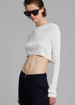 The Frankie Shop Kaz Cropped Knit Top White Online