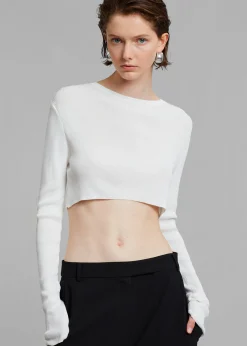 The Frankie Shop Kaz Cropped Knit Top White Online