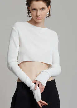 The Frankie Shop Kaz Cropped Knit Top White Online