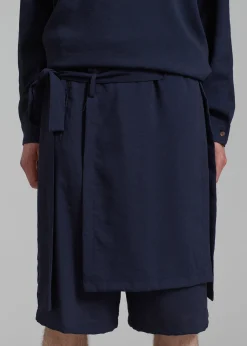 The Frankie Shop Keanu Light Wrap Shorts Blue Outlet
