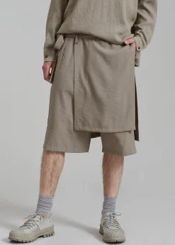 The Frankie Shop Keanu Light Wrap Shorts Olive Best