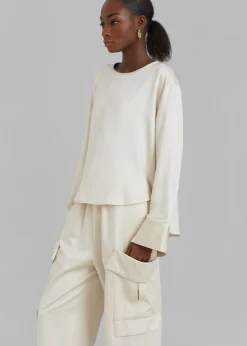 The Frankie Shop Kemp Silky Blouse Cream Sale