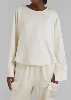 The Frankie Shop Kemp Silky Blouse Cream Sale