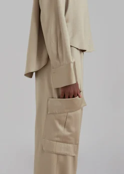The Frankie Shop Kemp Silky Cargo Pants Bronze Outlet