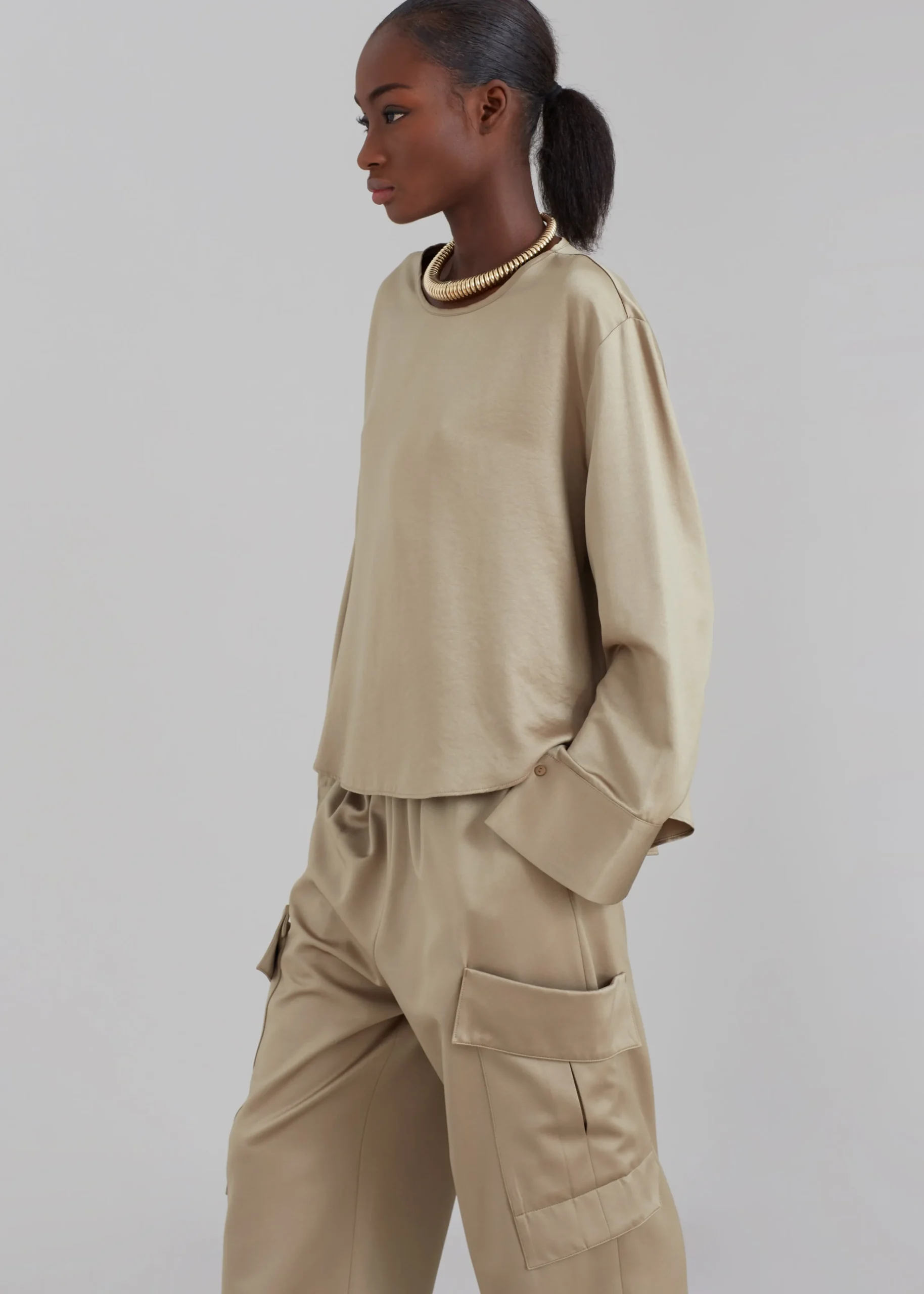 The Frankie Shop Kemp Silky Cargo Pants Bronze Outlet