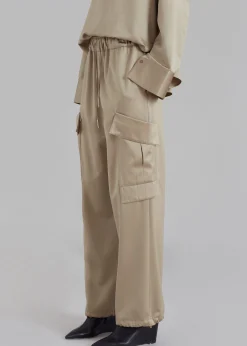 The Frankie Shop Kemp Silky Cargo Pants Bronze Outlet