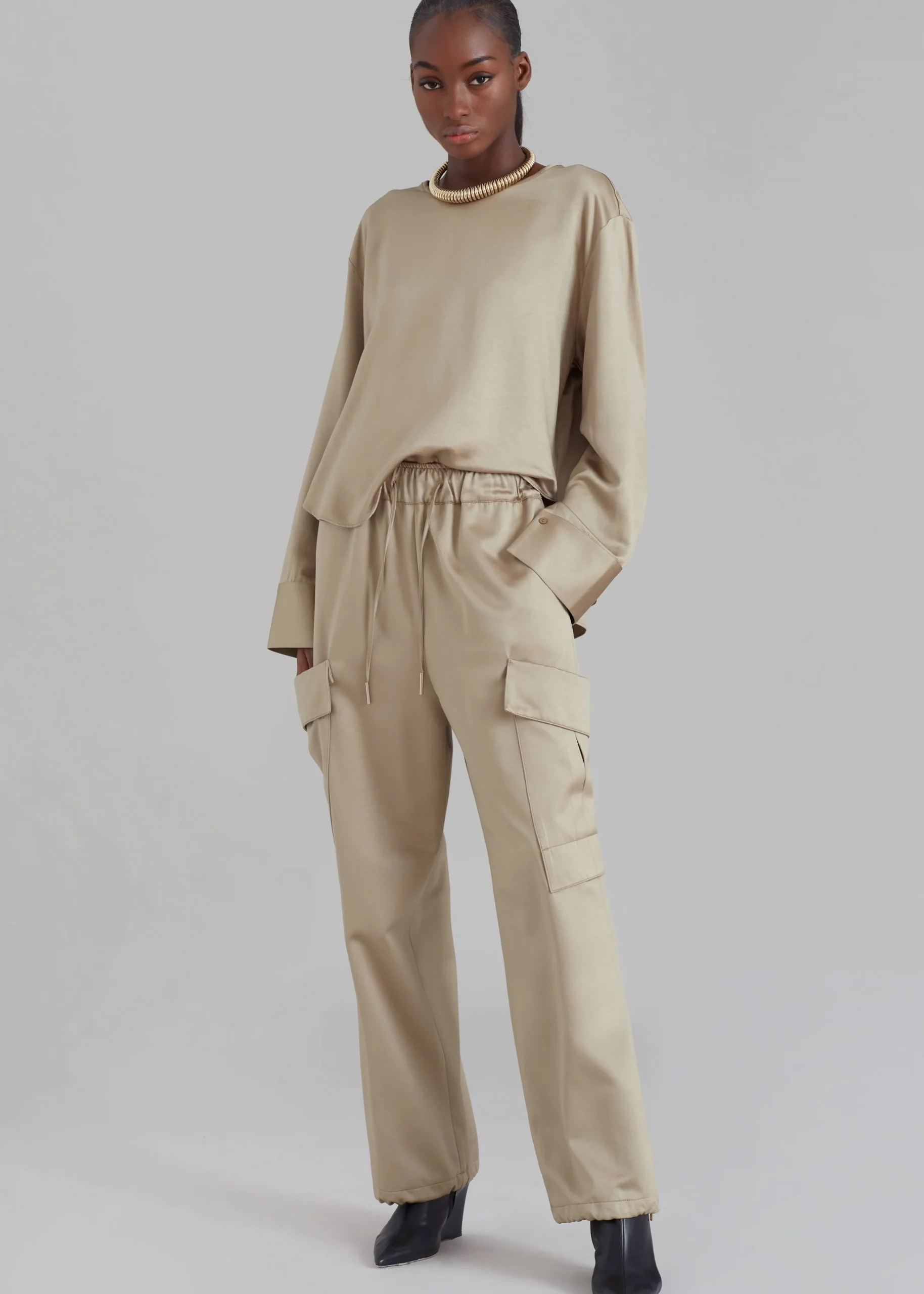 The Frankie Shop Kemp Silky Cargo Pants Bronze Outlet
