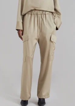 The Frankie Shop Kemp Silky Cargo Pants Bronze Outlet