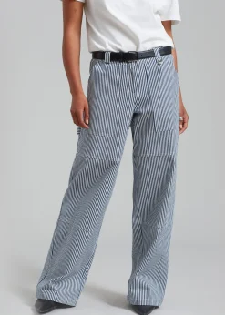 The Frankie Shop Kendall Pants Blue Stripe New