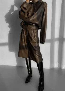 The Frankie Shop Kerang Faux Leather Bermuda Shorts Brown Online