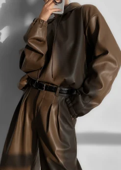 The Frankie Shop Kerang Faux Leather Bermuda Shorts Brown Online