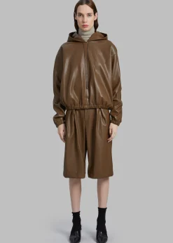 The Frankie Shop Kerang Faux Leather Bermuda Shorts Brown Online