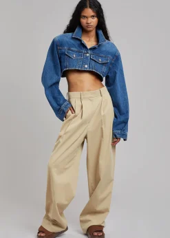 The Frankie Shop Kett Cropped Denim Jacket Dark Indigo Best