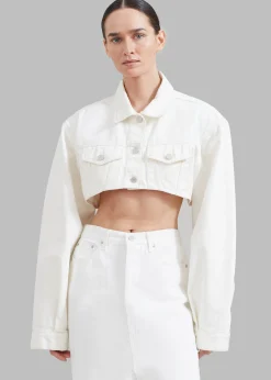 The Frankie Shop Kett Cropped Denim Jacket Off White Discount