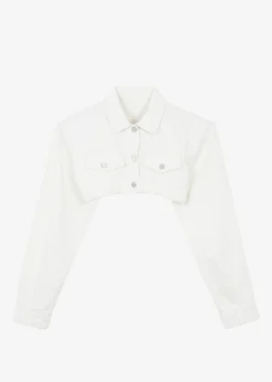 The Frankie Shop Kett Cropped Denim Jacket Off White Discount