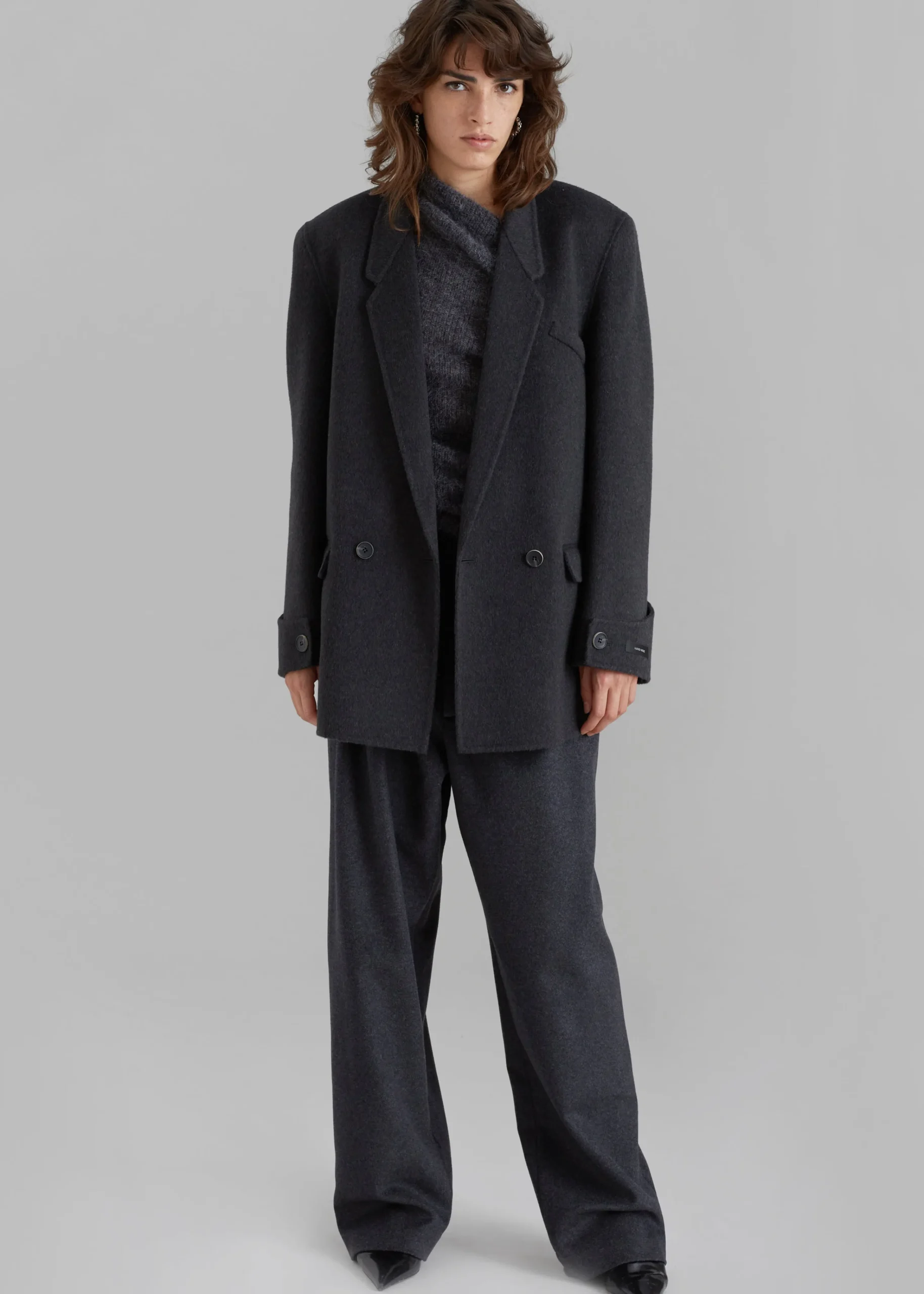 The Frankie Shop Kian Wool Blazer Charcoal Outlet
