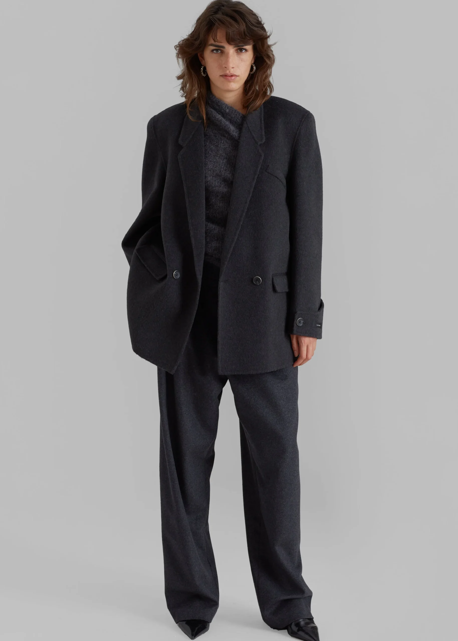 The Frankie Shop Kian Wool Blazer Charcoal Outlet