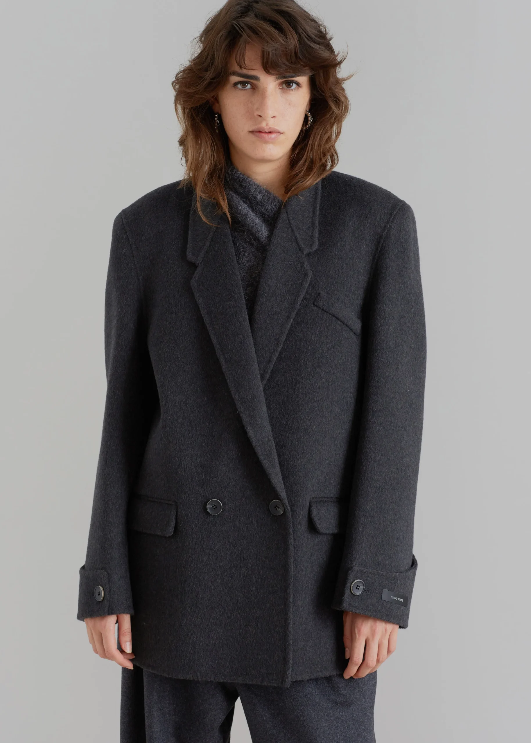 The Frankie Shop Kian Wool Blazer Charcoal Outlet