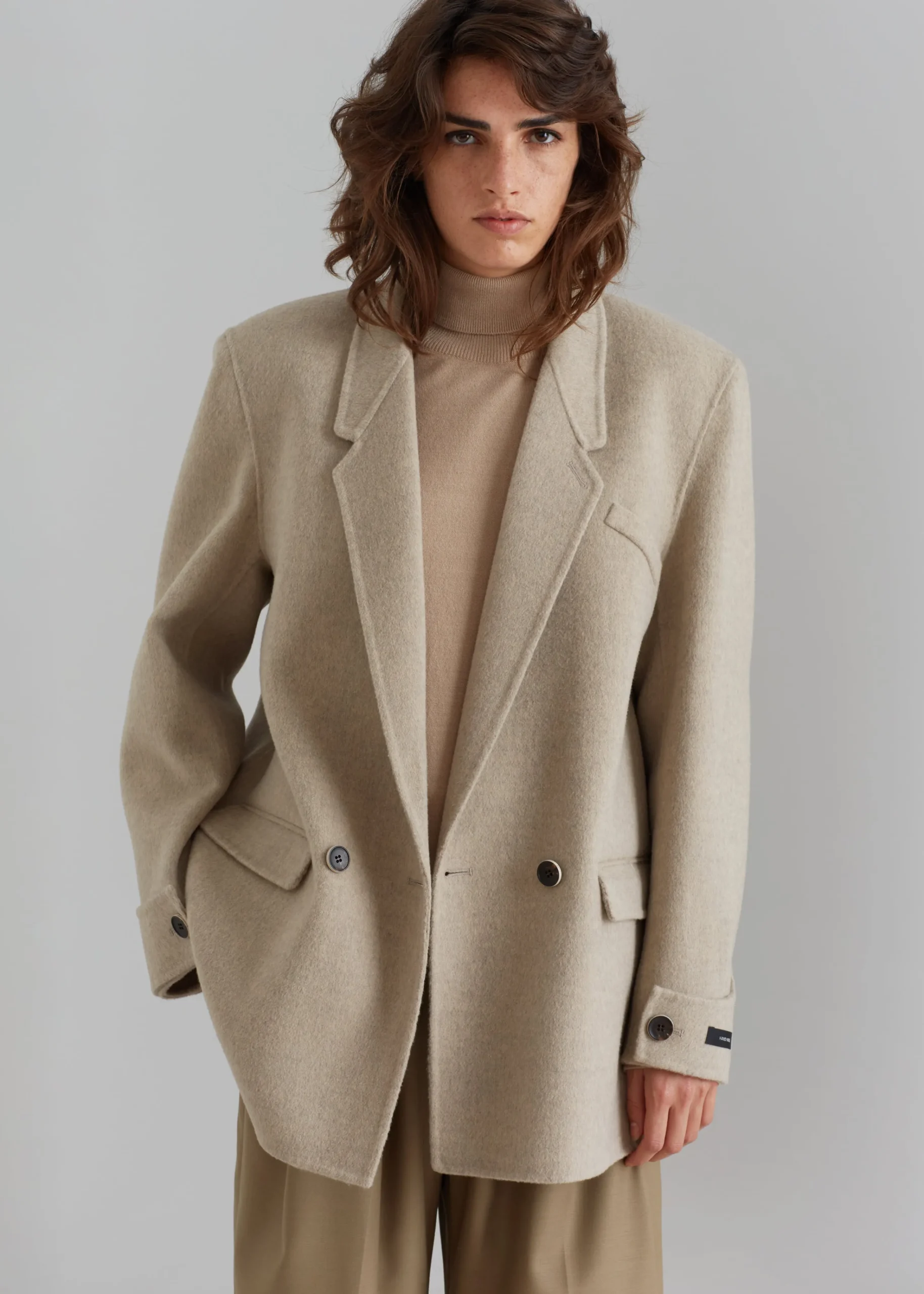The Frankie Shop Kian Wool Blazer Beige Online