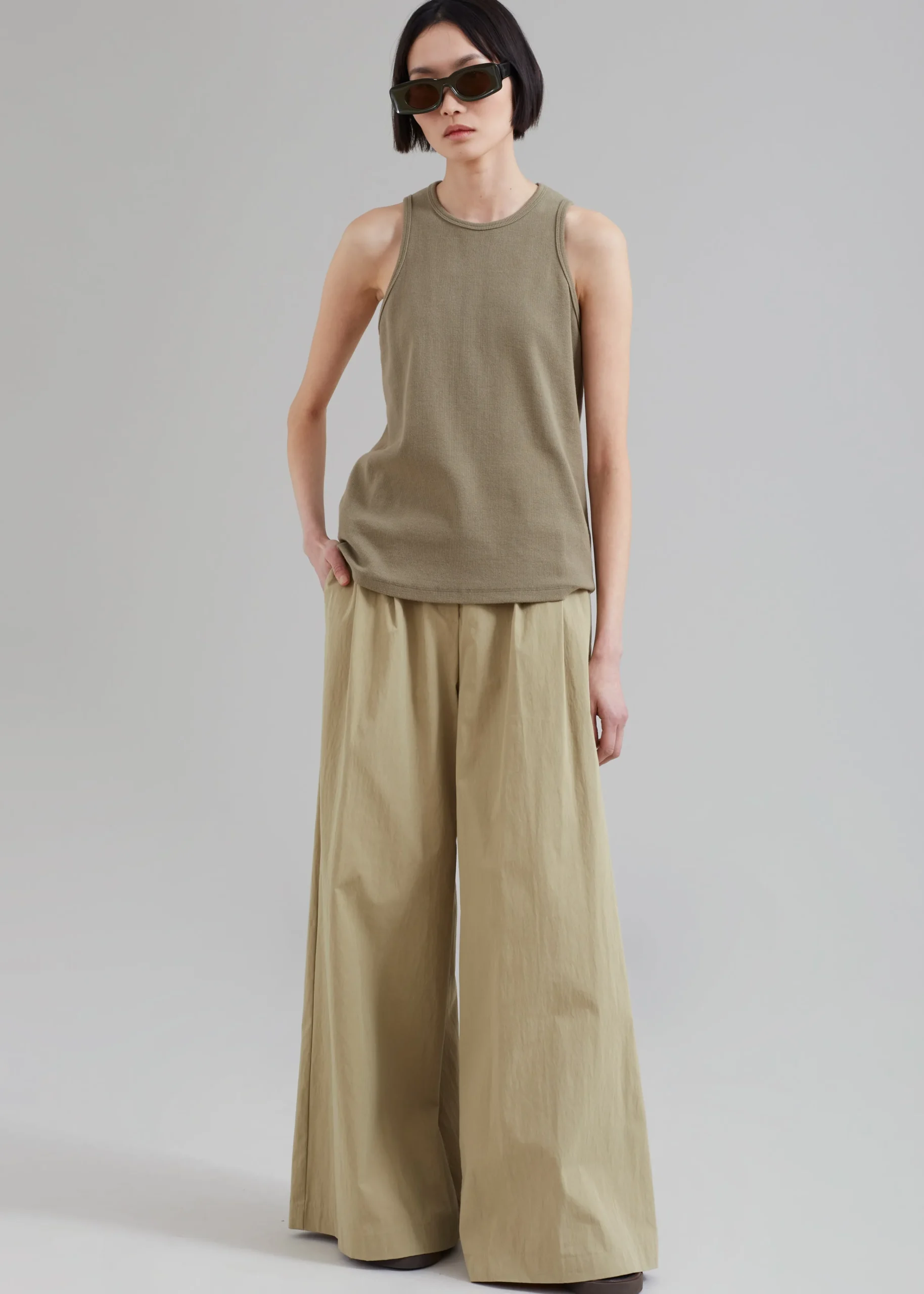 The Frankie Shop Kiel Wide Pants Pale Khaki Best