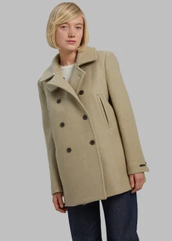 The Frankie Shop Kimmo Faux Fur Collar Peacoat Beige Discount